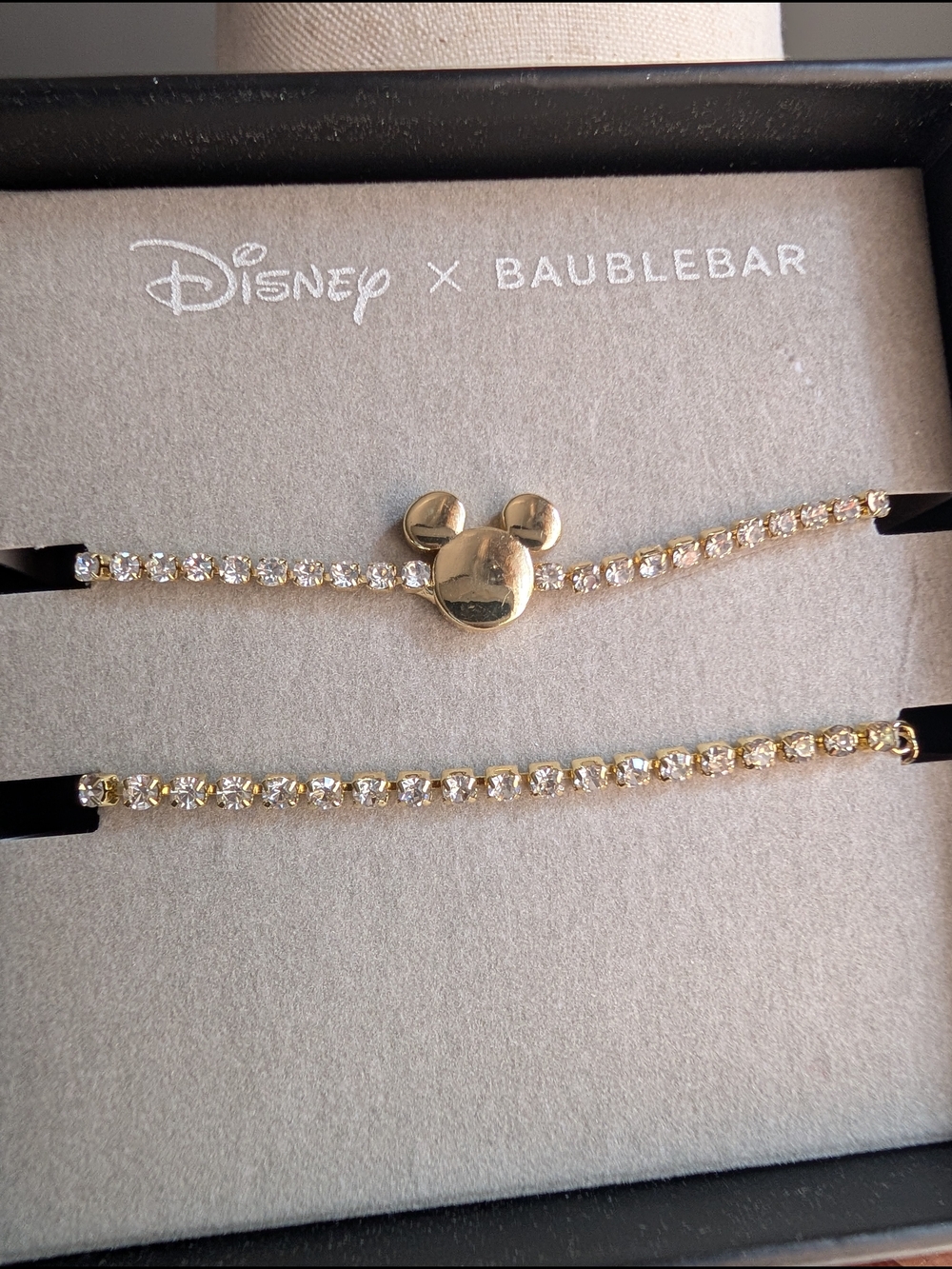 Disney x BaubleBar Gold Mickey Mouse Crystal Rhinestone Bracelet Set